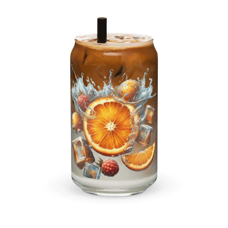 Orange fruit slices floating in the water, water and ice cubes design_03-Can-Shaped Glass product image (6)