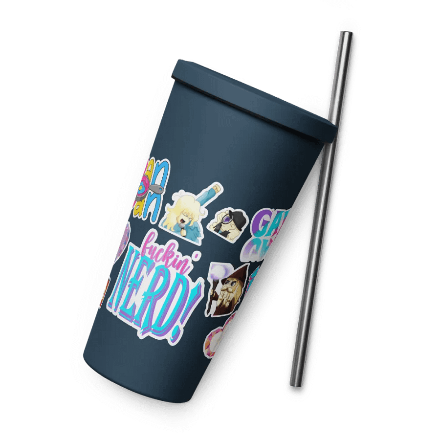 Faux Sticker Insulated Tumbler with Lid and Straw product image (9)