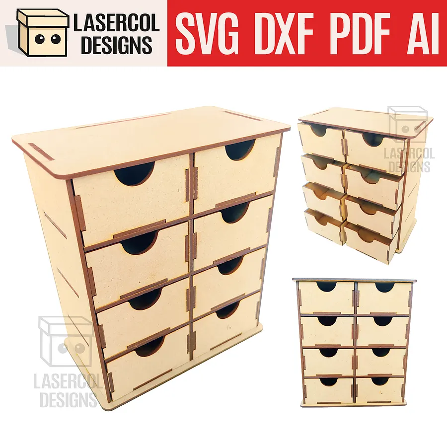 8 Drawers Desk Organizer - Laser Cut Files product image (1)