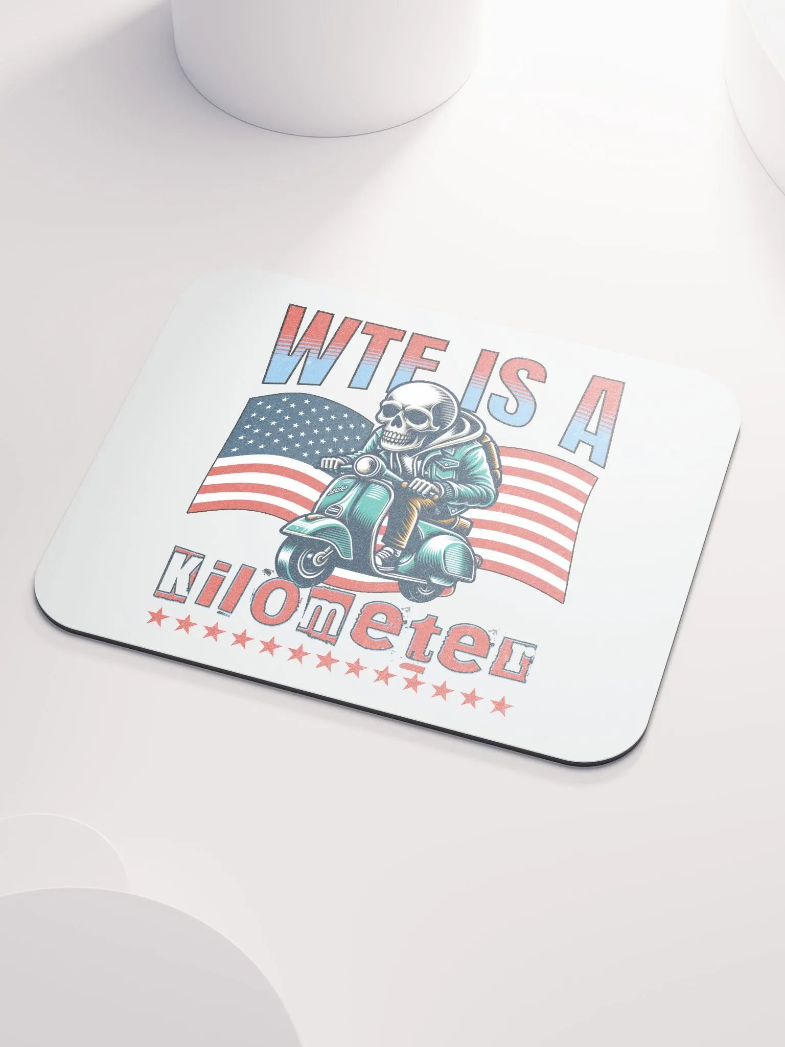WTF Is A Kilometer? Skeleton Scooter Mouse Pad product image (3)