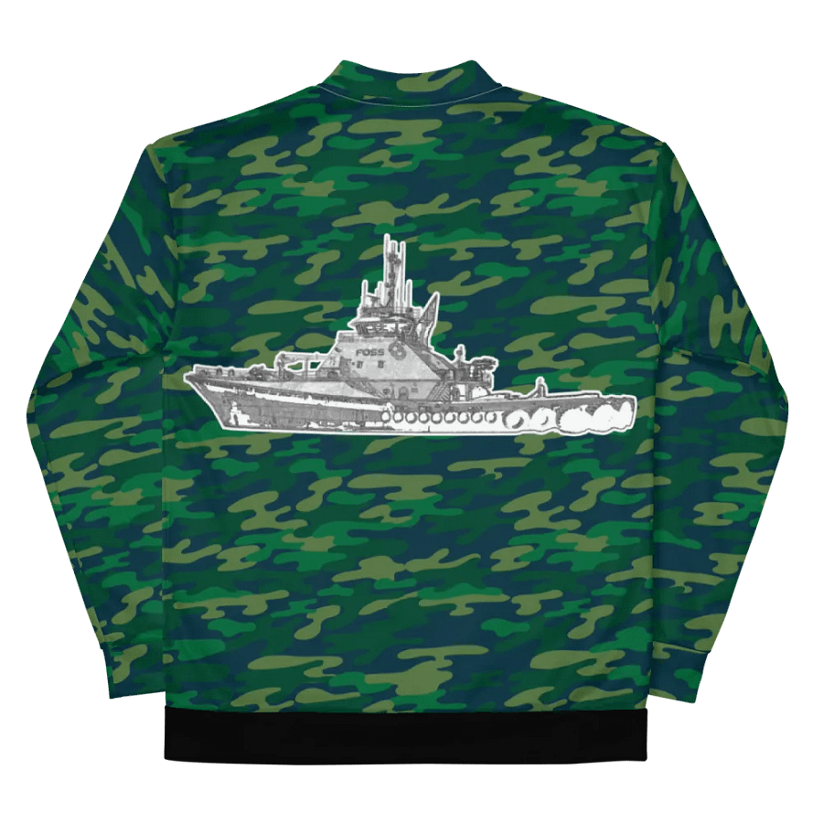 Foss Tugboat Sketch Teal Camouflage Bomber Jacket product image (10)