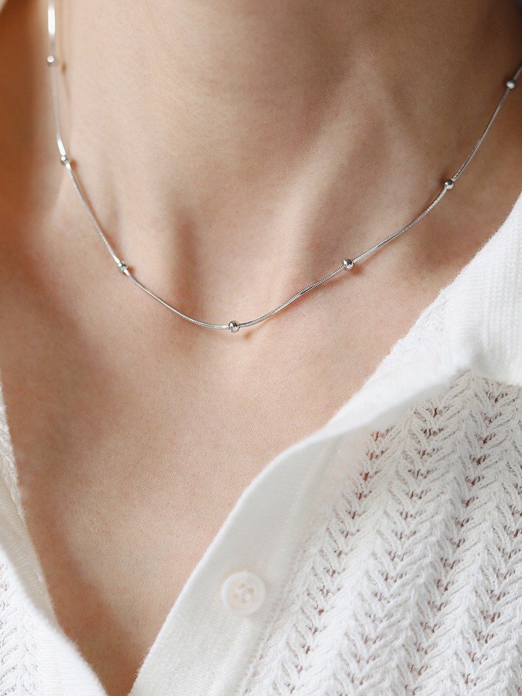 Round Bead Small Ball Necklace | 18K Gold Plated. product image (5)