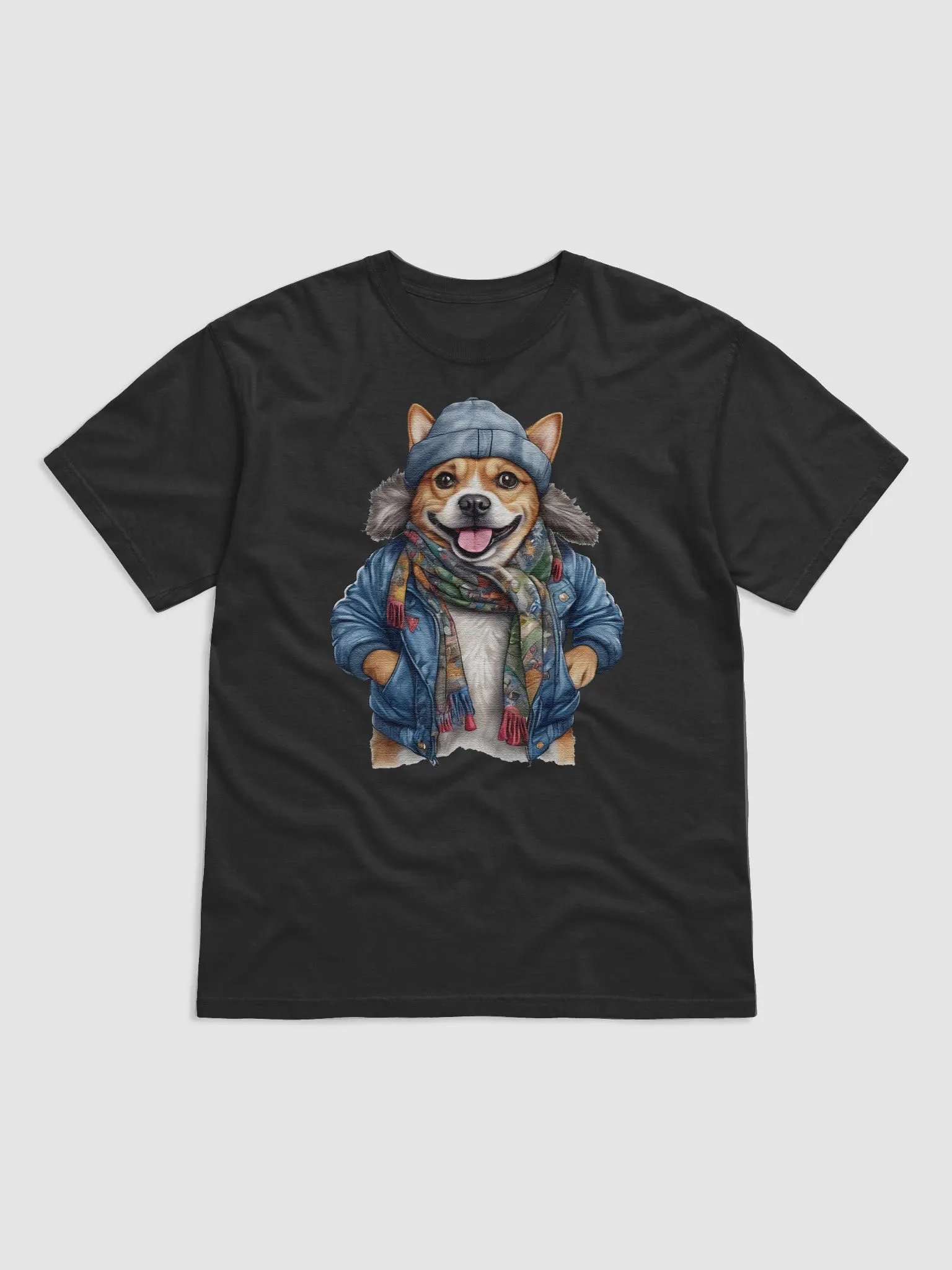 Corgi dog wearing a leather jacket and hat product image (3)