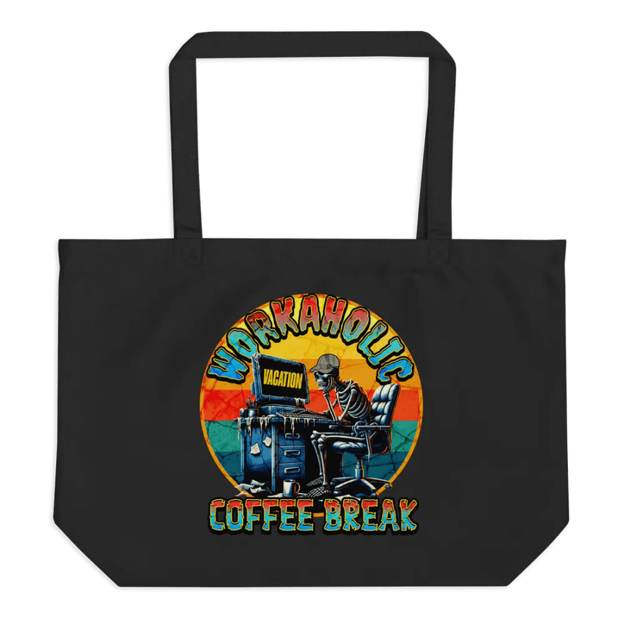 Workaholic Coffee Break Vacation Skeleton Tote Bag product image (1)