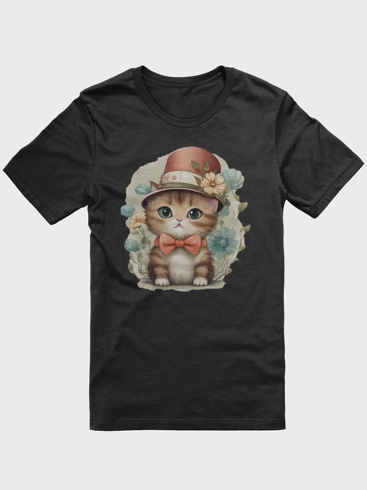 Cute little cat wearing a hat and a bow tie Supersoft T-Shirt product image (1)