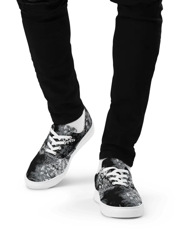 Black and White Graffiti | Men's Lace-Up Canvas Shoes product image (2)