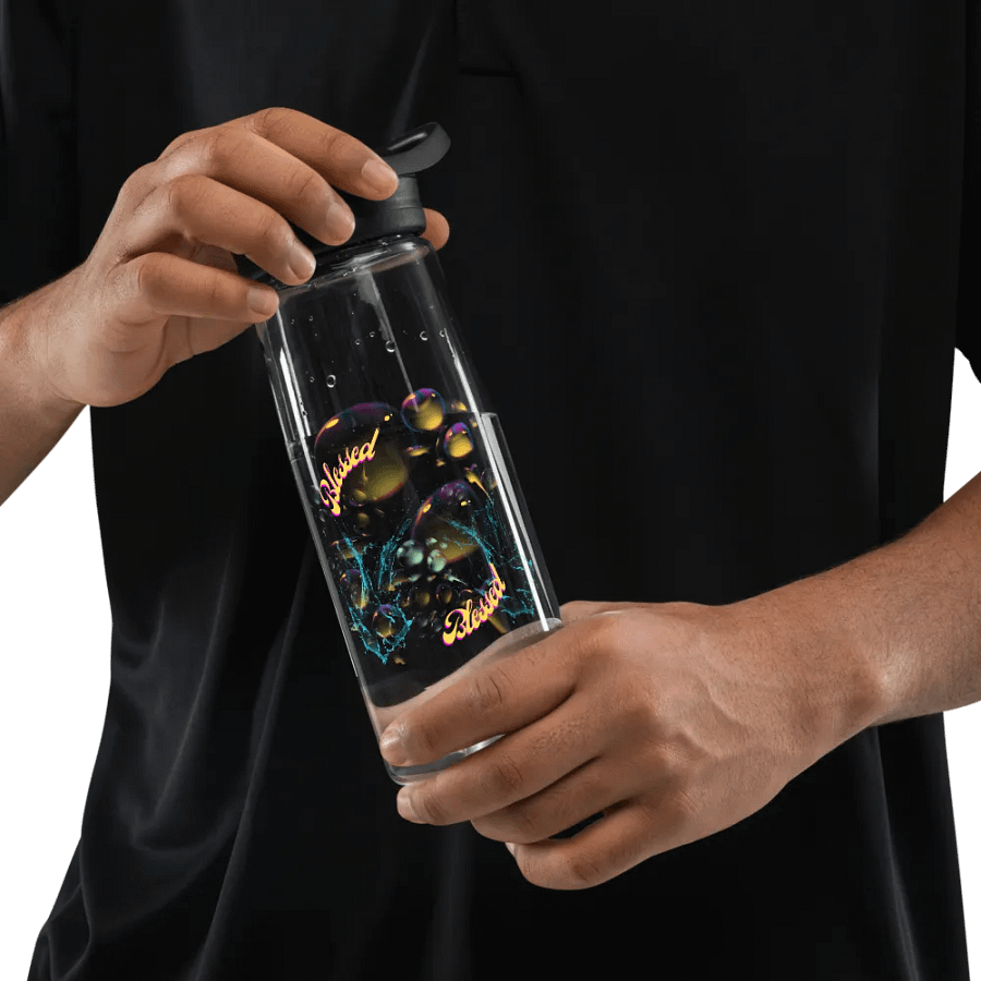 Camelbak water bottelvwith beautiful swirly blue water splash and drops design featuring “Blessed’ product image (8)
