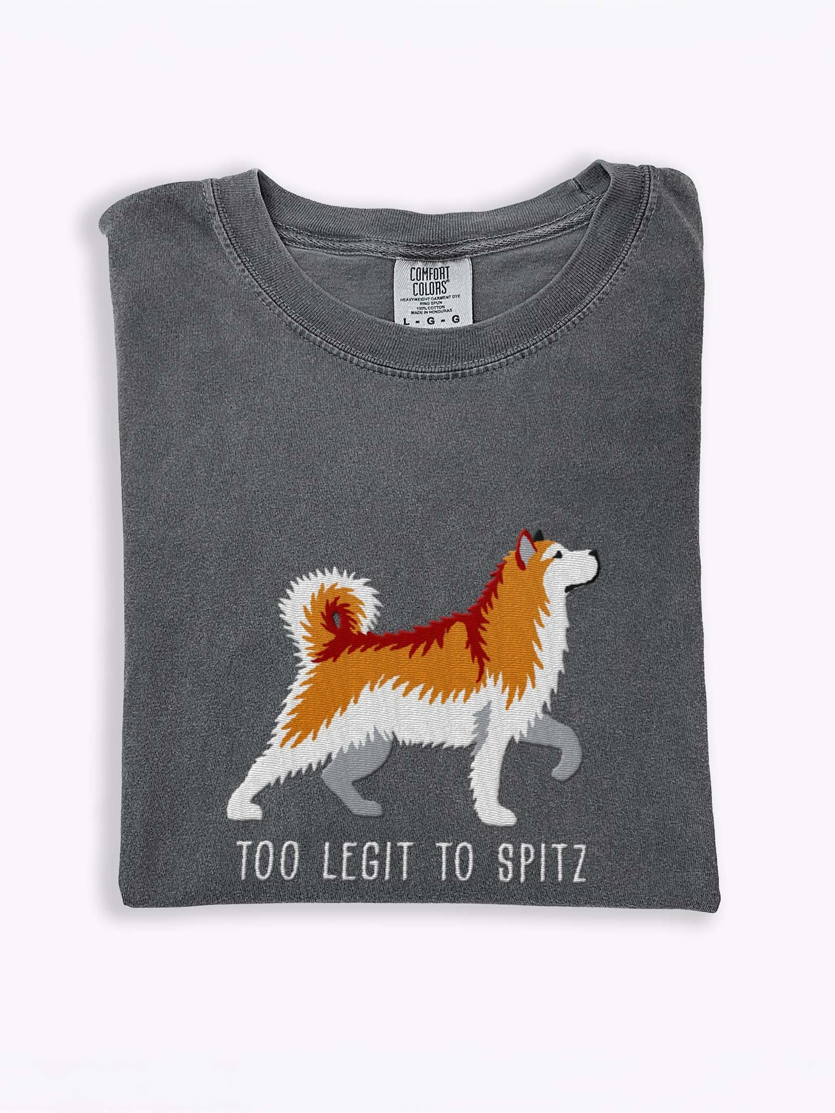 Too Legit to Spitz T-Shirt(Embroidered) of an Alaskan Malamute(Brown) product image (1)
