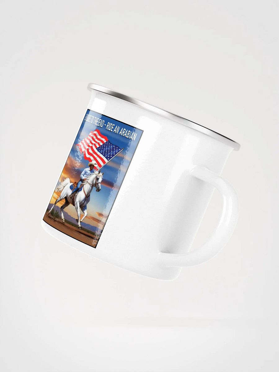 Galloping Patriot White Horse Enamel Mug product image (3)
