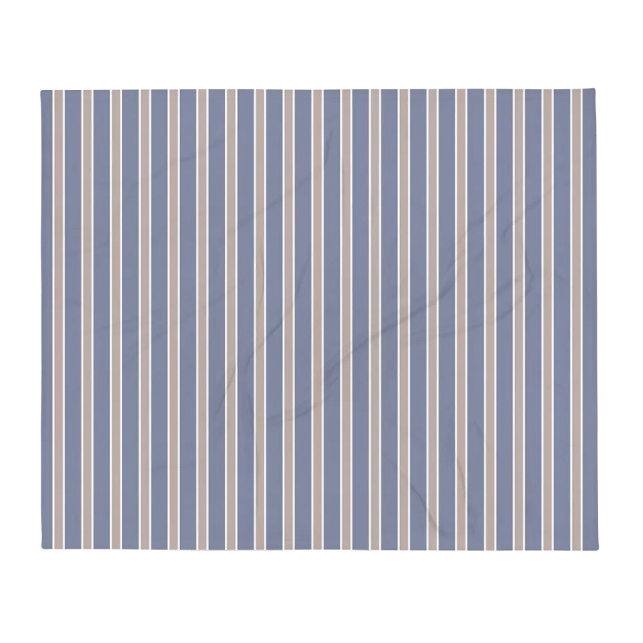 HAMPTONS CHIC - BLUE BEIGE CLASSIC STRIPES PLUSH VELVET BLANKET product image (2)