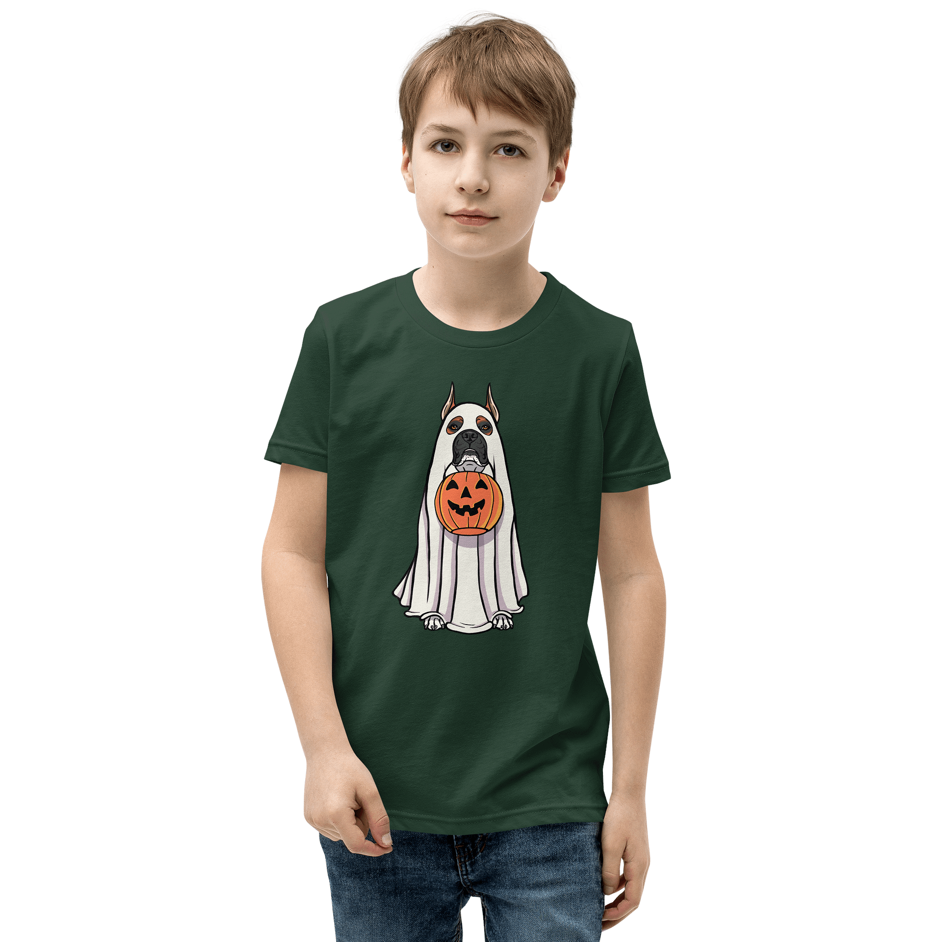 Halloween Boxer(Red, Black Mask, Cropped Ears) Youth T-Shirt product image (1)