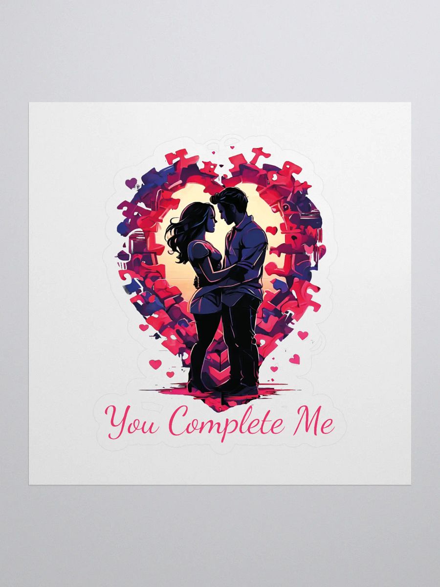 You Complete Me Kiss Cut Stickers - Colorful & Romantic Puzzle Heart Stickers for Couples, Valentine's Day, and Special Occasion product image (1)