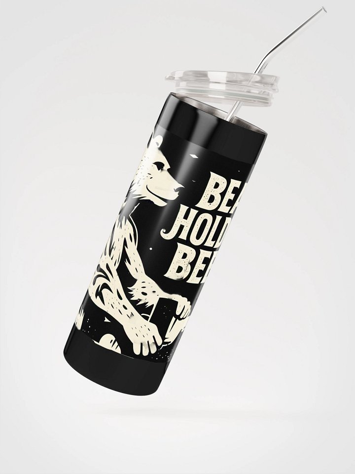 Whimsical Bear with Beer | Linocut Art Print Steel Tumbler product image (2)