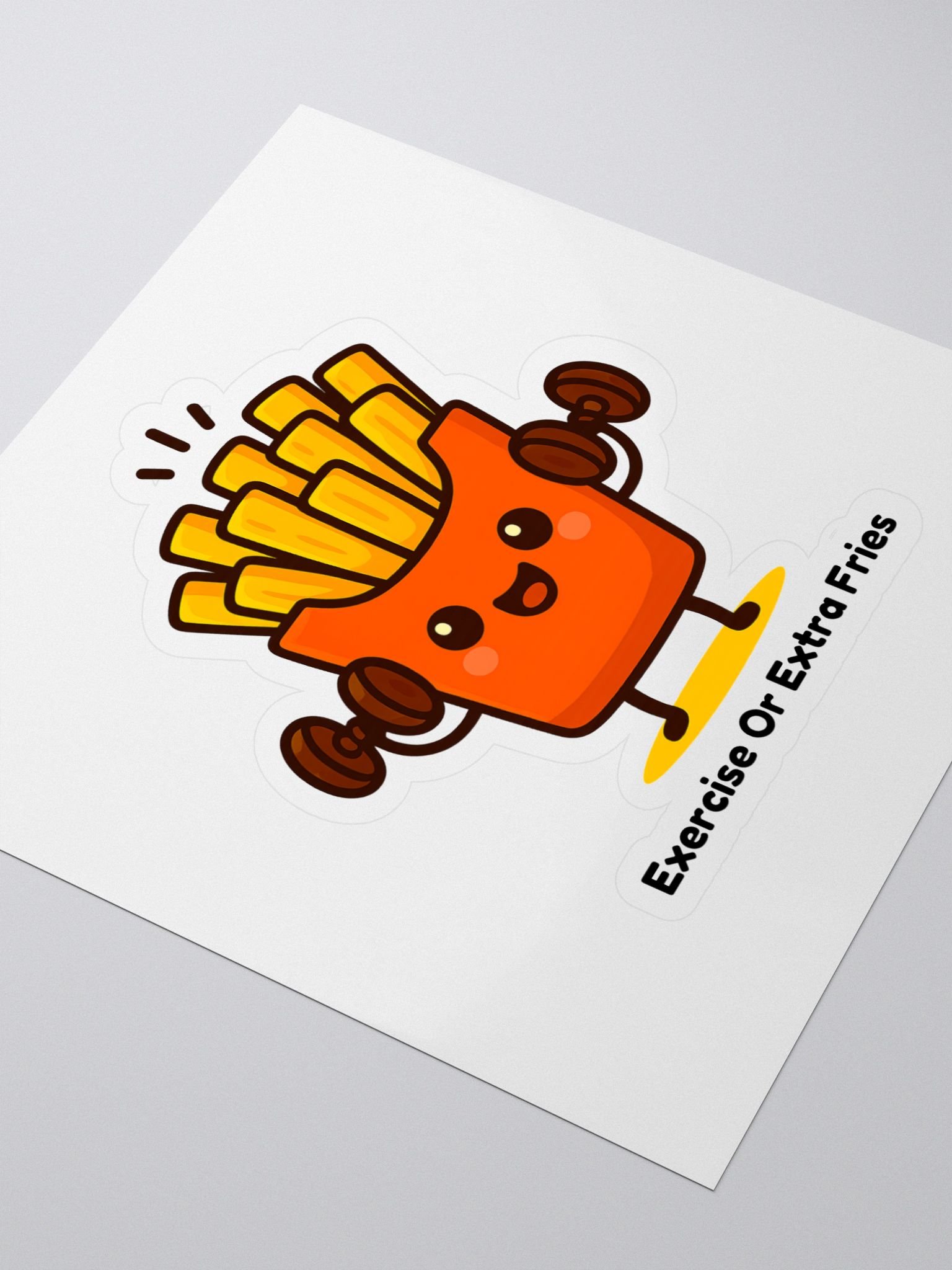"Exercise Or Extra Fries" Cute Funny French Fries Sticker product image (3)