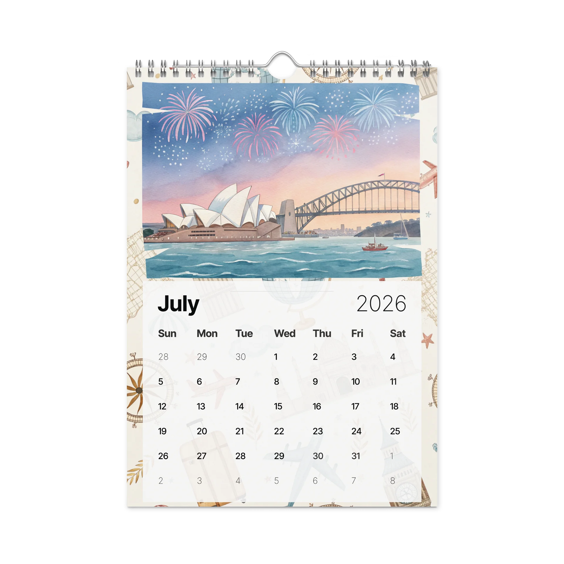 Around the World in Twelve Capitals – 2026 Art & Travel Wall Calendar product image (7)