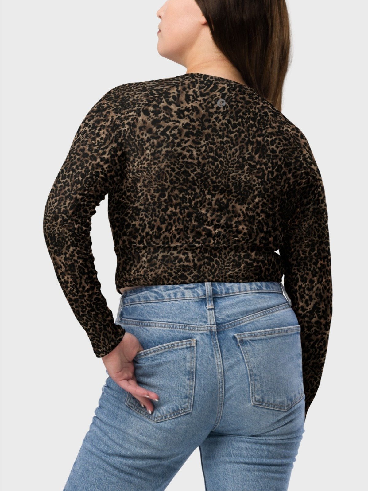 Recycled Crop Top "Chic Dark Brown Leopard" product image (6)