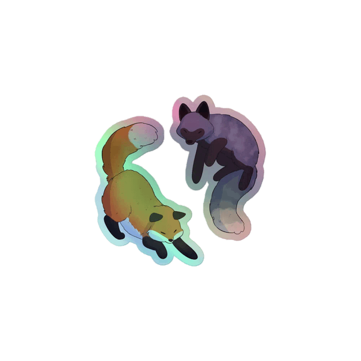 Whimsical Fox Duo Holographic Sticker Sheet product image (2)