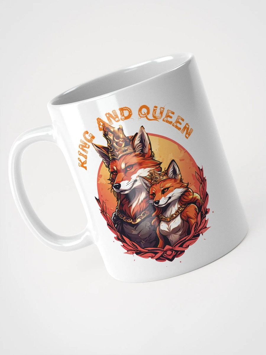 King and Queen White Glossy Mug | Elegant Fox Couple Design| Double-Sided Print | Perfect Gift for Anniversaries and Weddings product image (3)