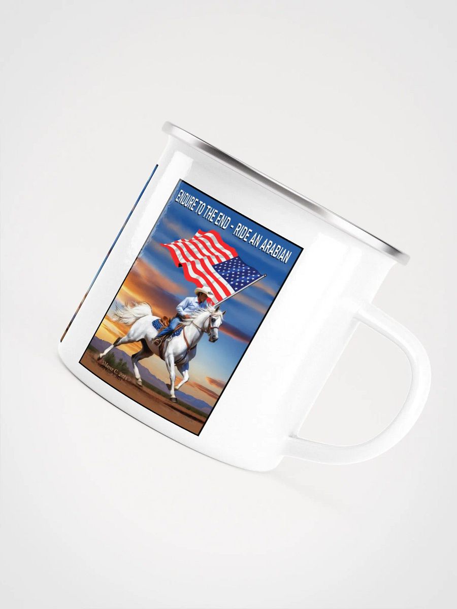 Galloping Patriot White Horse Enamel Mug product image (5)