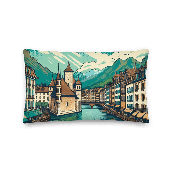 Riverside Charm All-Over Print Pillow | AI Design Annency France product image (2)