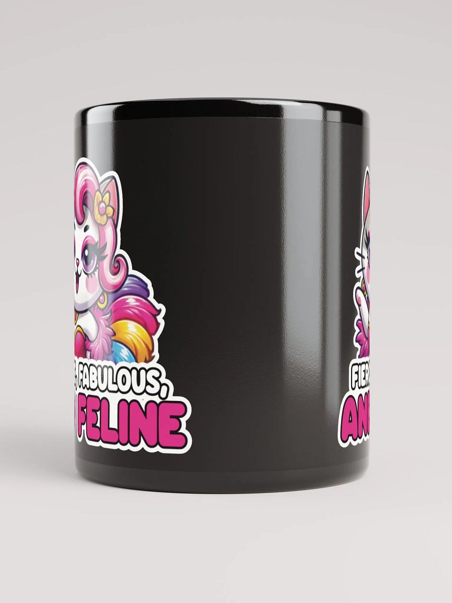 Fierce, Fabulous, and Feline Black Glossy Mug product image (5)