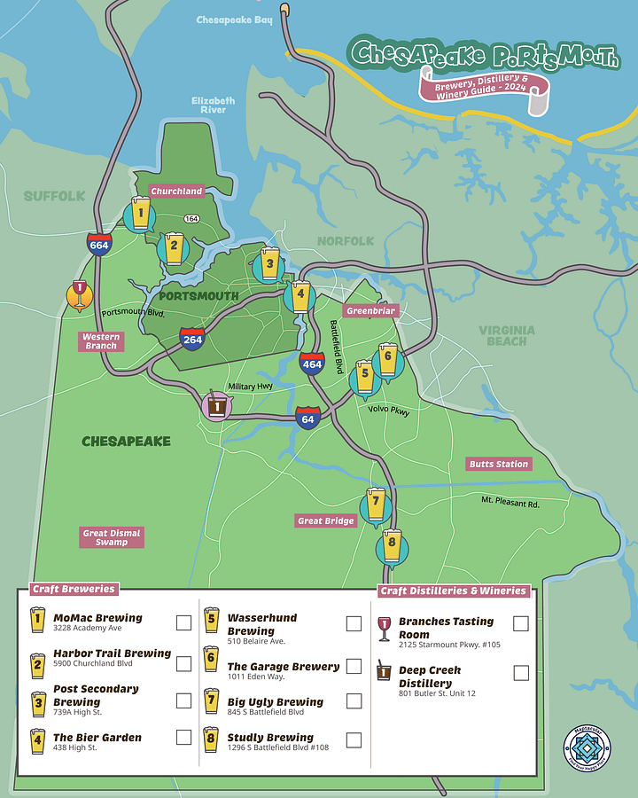 Chesapeake & Portsmouth Boozy Map - Instant Digital Download product image (2)