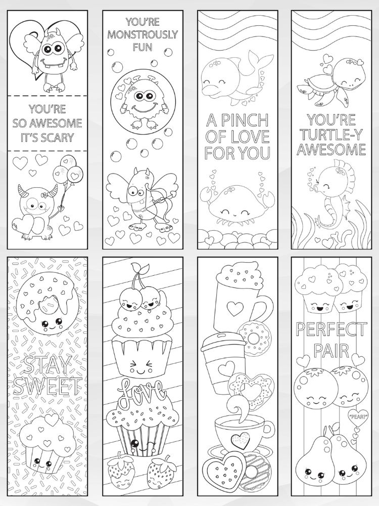 Printable Valentine’s Day Coloring Bookmarks - 2