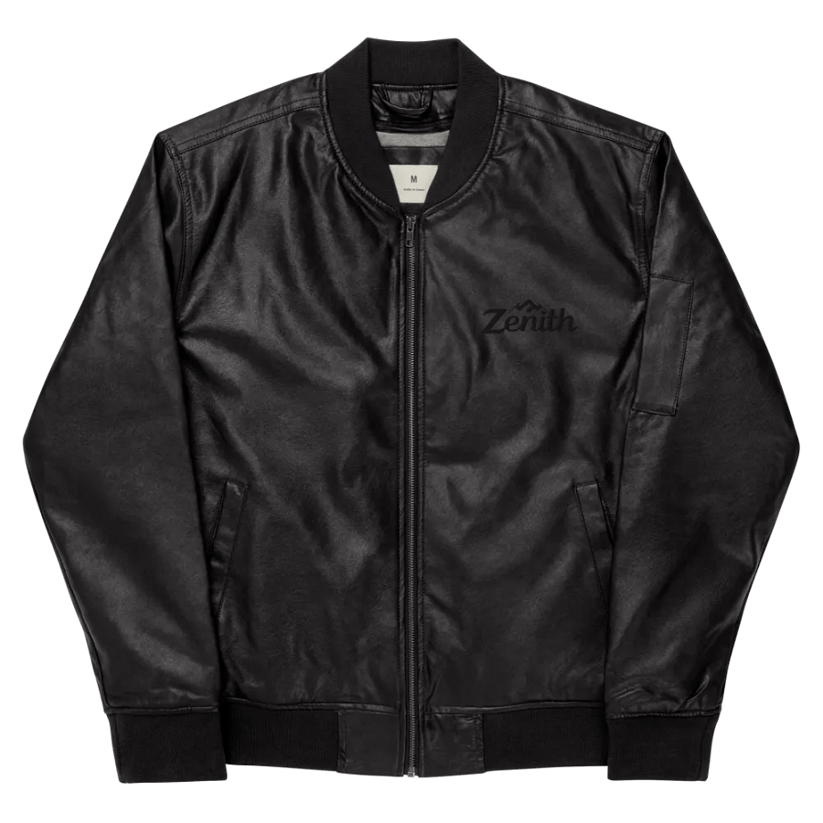 Zenith Unisex Faux Leather Bomber Jacket - Relaxed Fit, Heavyweight PU Leather, Sizes XS-3XL, Available in Black and Brown product image (9)