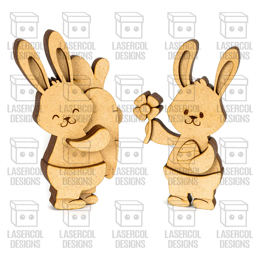 Cute Easter Bunny Figurines Set 1 - Laser Cut Files product image (9)