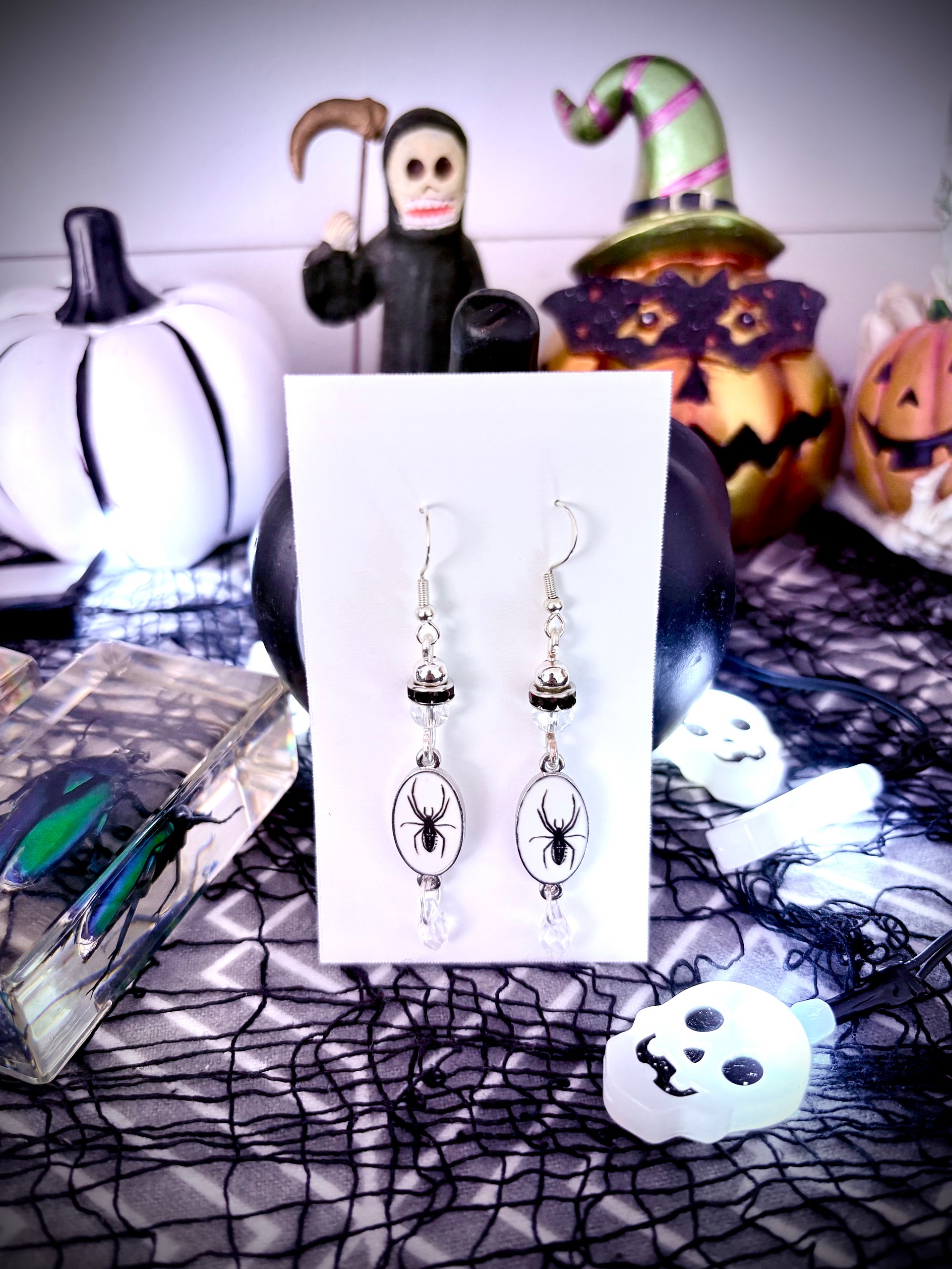 MFD-00240 | Spooky Spider Dangle Earrings 🕷️✨ | Handmade Halloween Jewelry by Monique Faella Designs™ product image (3)