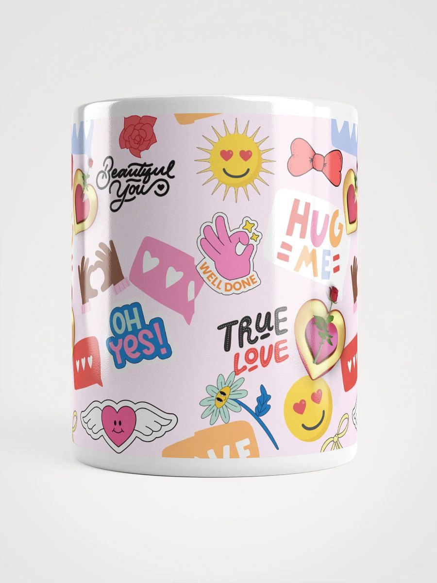 Cheerful Collage White Glossy Ceramic Coffee Mug with Handle, Reusable Coffee Drinkware product image (14)