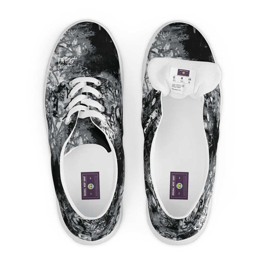 Black and White Graffiti | Women's Lace-Up Canvas Shoes product image (6)
