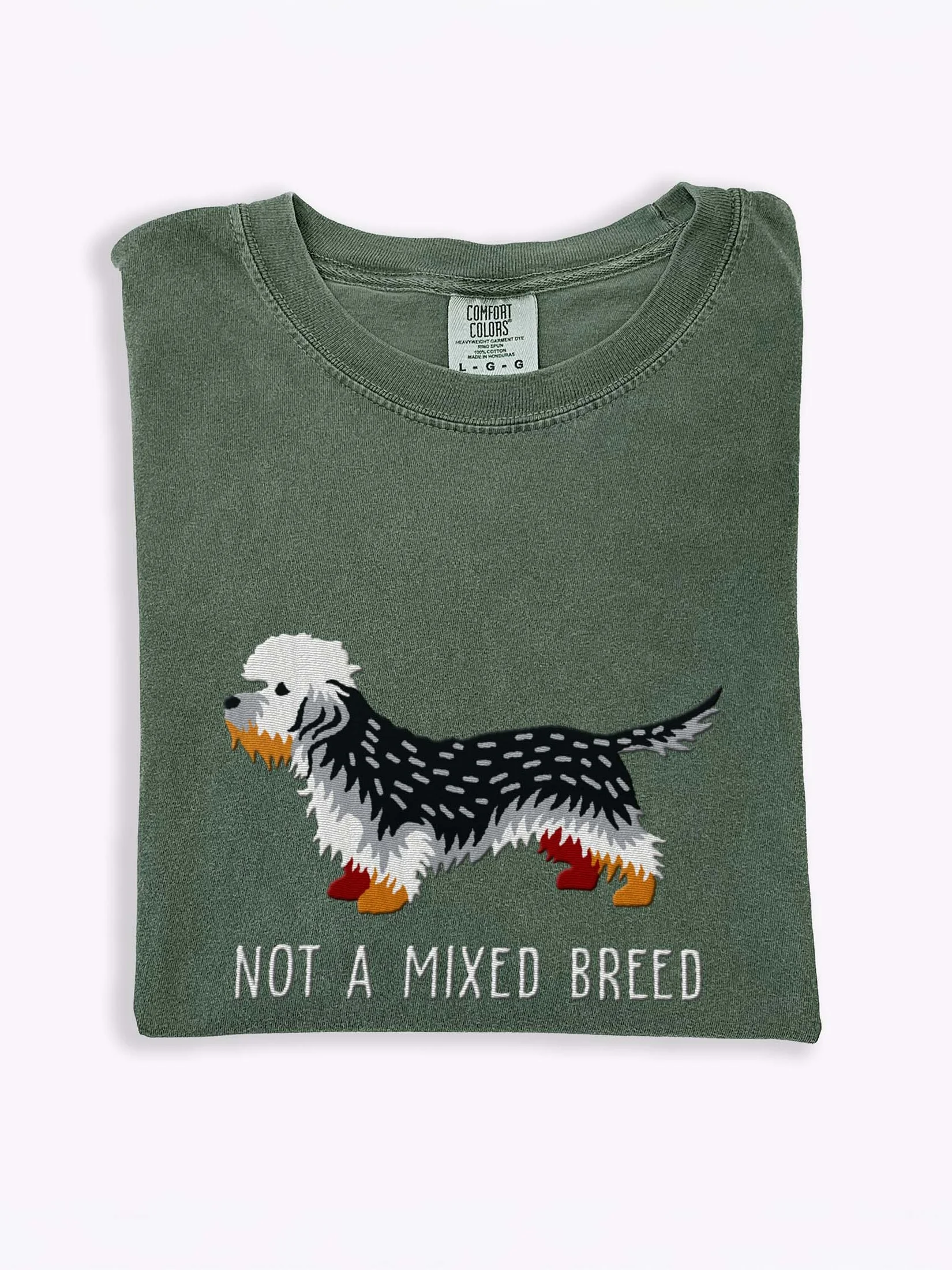 Not a Mixed Breed T-Shirt(Embroidered) of a Dandie Dinmont Terrier(Pepper) product image (1)