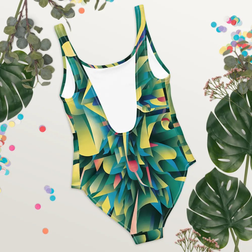 Abstract Lithographic Pattern Design one piece Swimsuit - V8 product image (4)