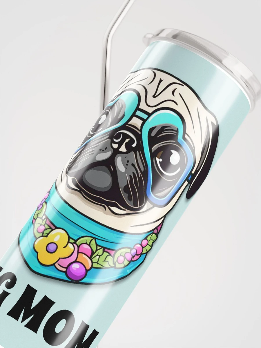 Retro Pug Mom Stainless Steel Tumbler With Straw - blue product image (6)