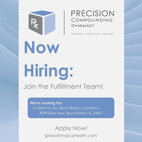 NOW HIRING!

Looking for a job in pharmacy? Come join the Precision Fulfillment Pharmacy Team! 

We’re Looking For:
• Staff f...
