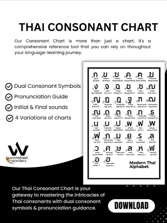 Thai Alphabet Chart Printable Thai Consonant, Abstract Art Print, Thai Script Wall Art, Living Room Decor, Thai Poster, Digital Download product image (5)