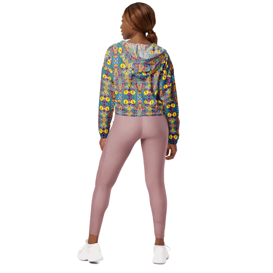 Abstract Colourful Doodles Ladies Cropped Hoodie Windbreaker product image (9)