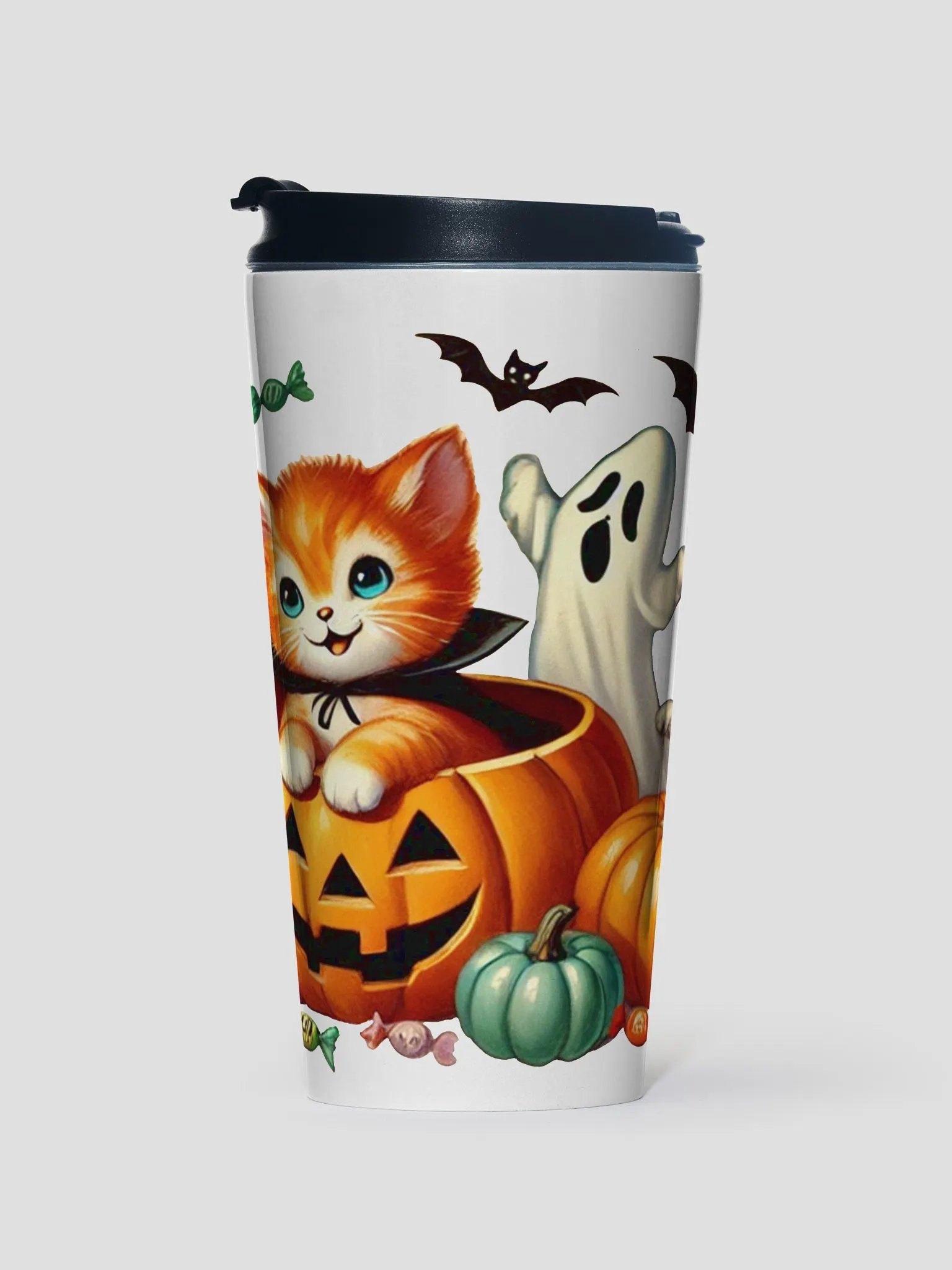 Kittens and Ghost Stainless Steel Travel Mug product image (1)