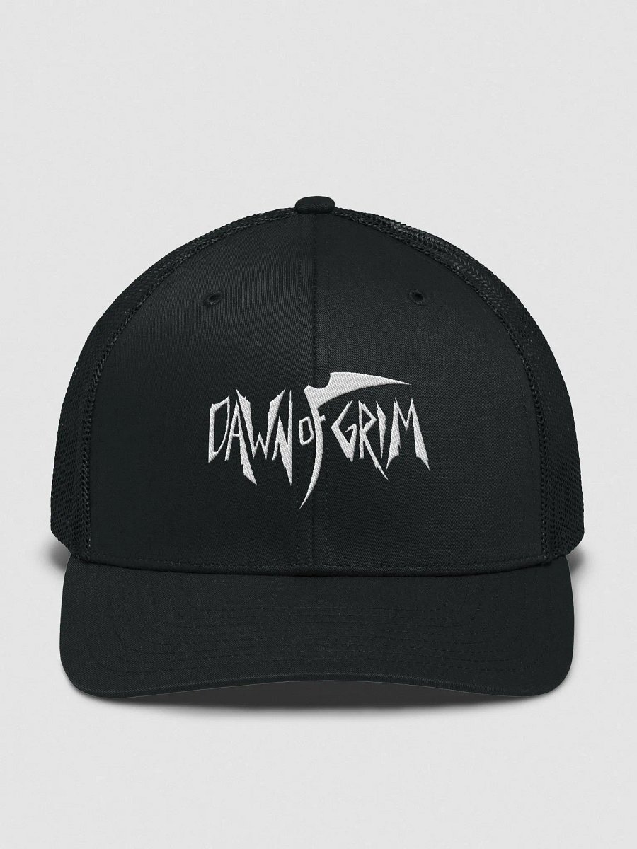 dawnofgrim centered trucker hat product image (1)