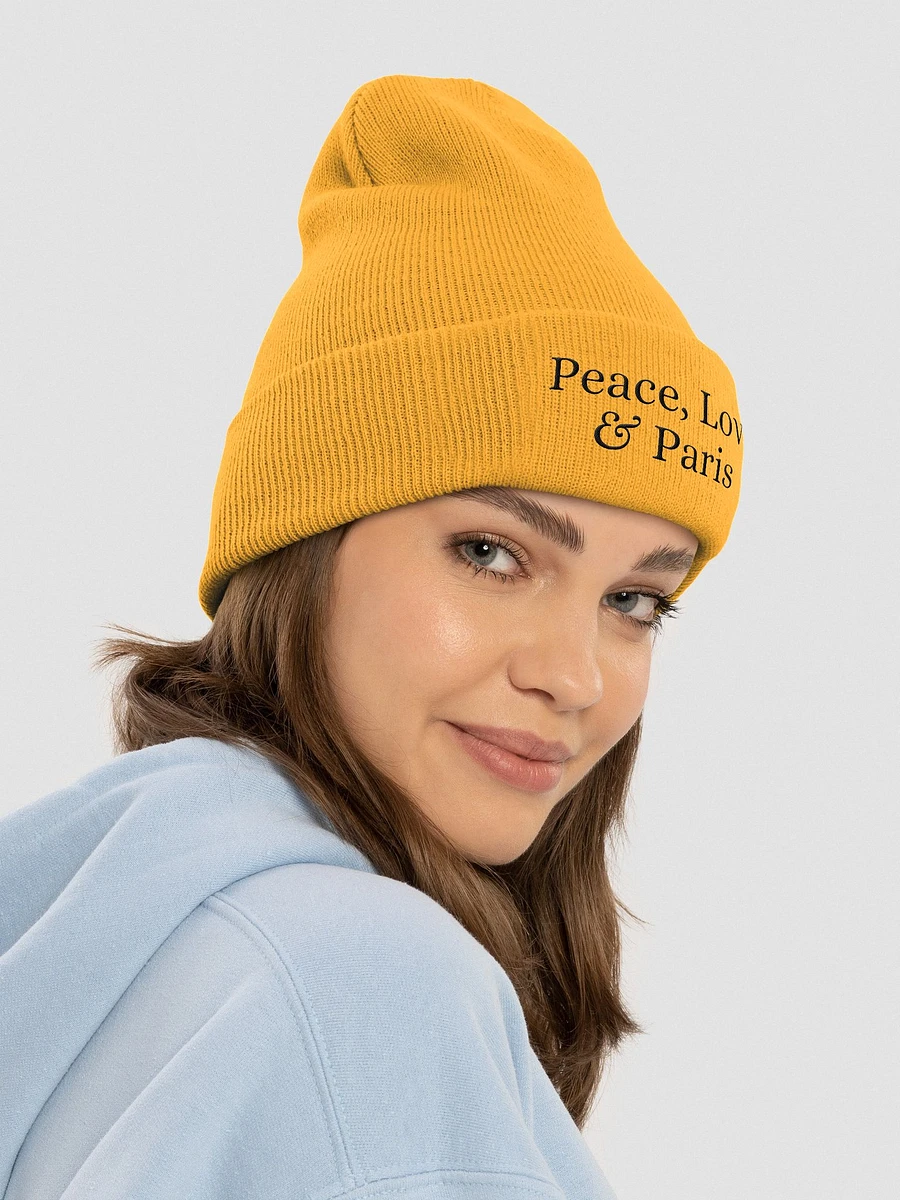 Peace, Love & Paris Cozy Comfort Beanie - Black Embroidery product image (4)