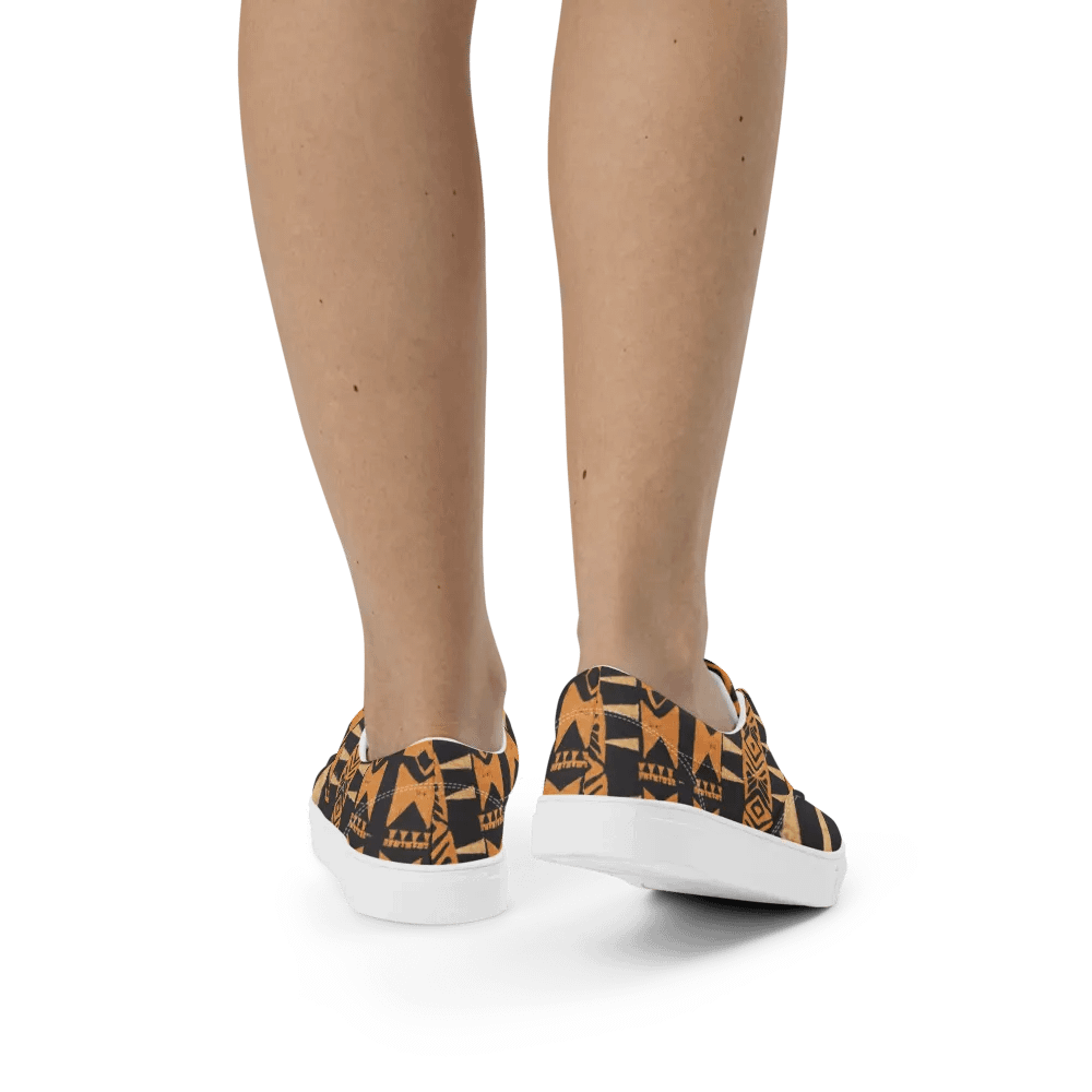 Women's African-Inspired Brown/Black Lace-up Canvas Shoes product image (11)