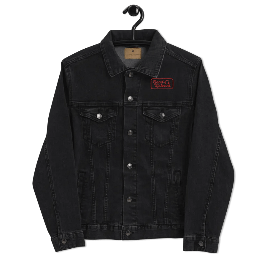 Good Listener Logo Embroidered Jean Jacket - Black and Red product image (7)