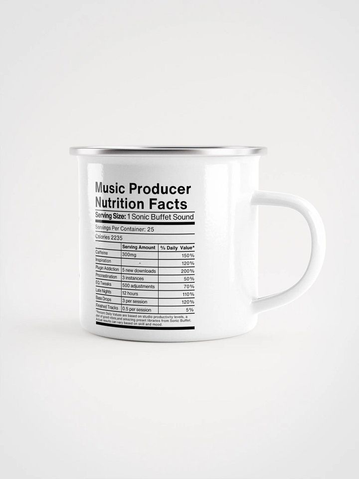 "Music Producer Nutrition Facts" Enamel Coffee Mug product image (1)