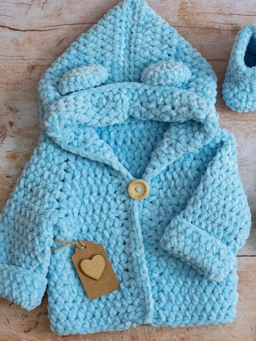 Crochet Pattern: Easy Baby Hoodie (with Bear Ears) product image (3)