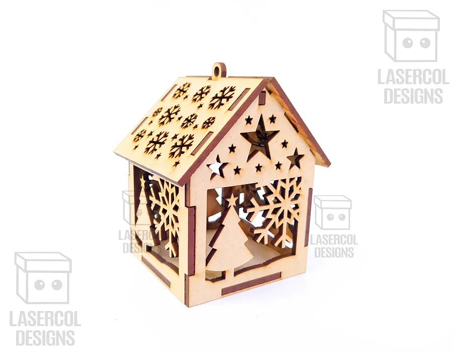 Christmas House Ornaments Set 4 (2 Sizes, 5 Styles) - Laser Cut Files product image (6)