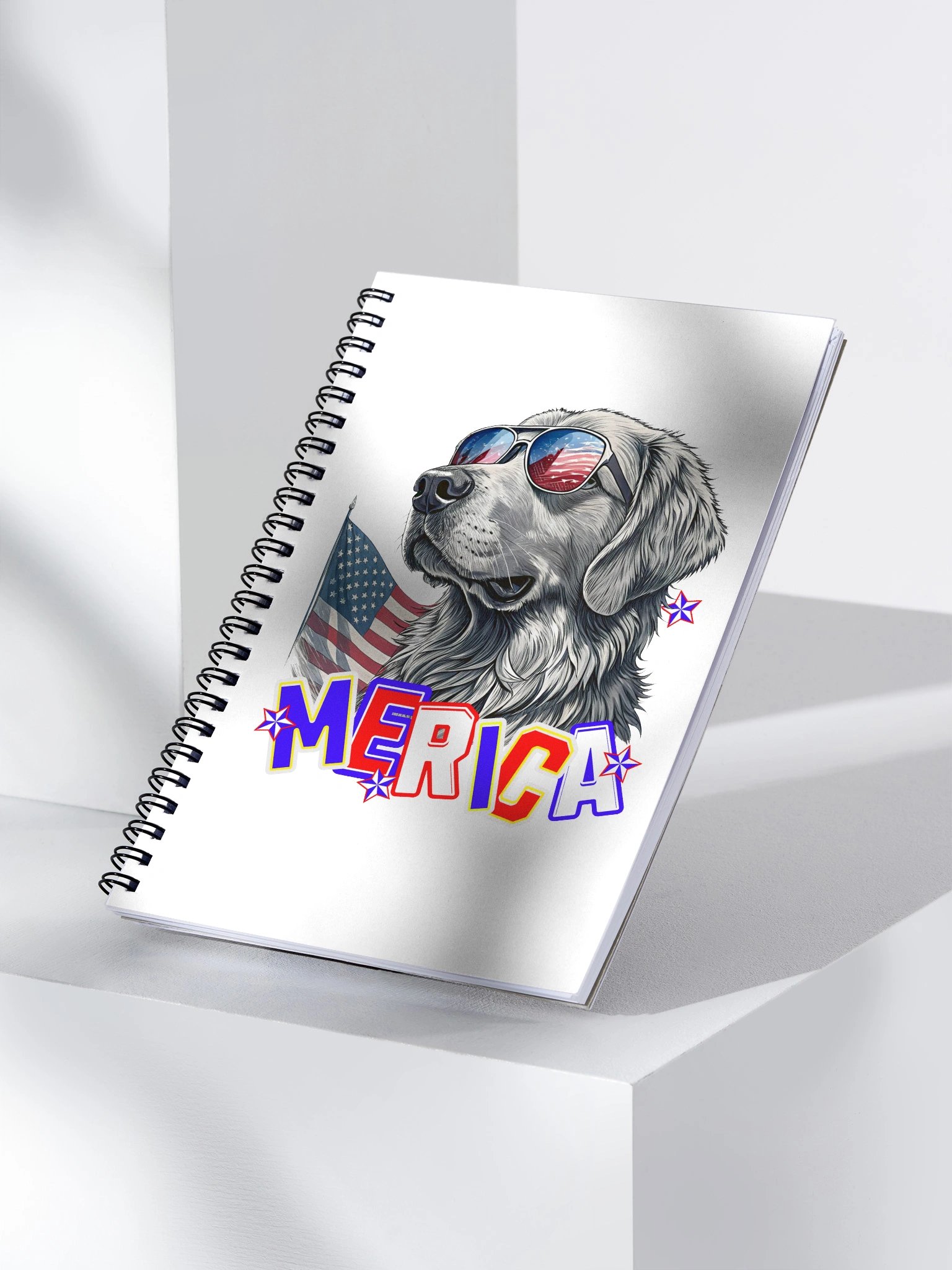 Merica Golden Retriever Patriotic Pup Spiral Notebook product image (3)