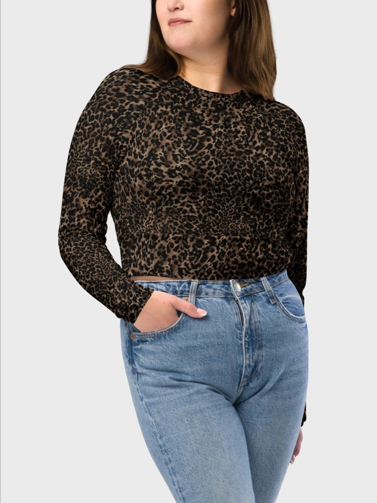 Recycled Crop Top "Chic Dark Brown Leopard" product image (5)