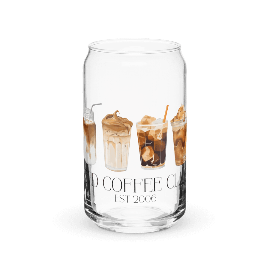 Iced Coffee Club Print Glass Can Cup With Or Without Lid product image (2)
