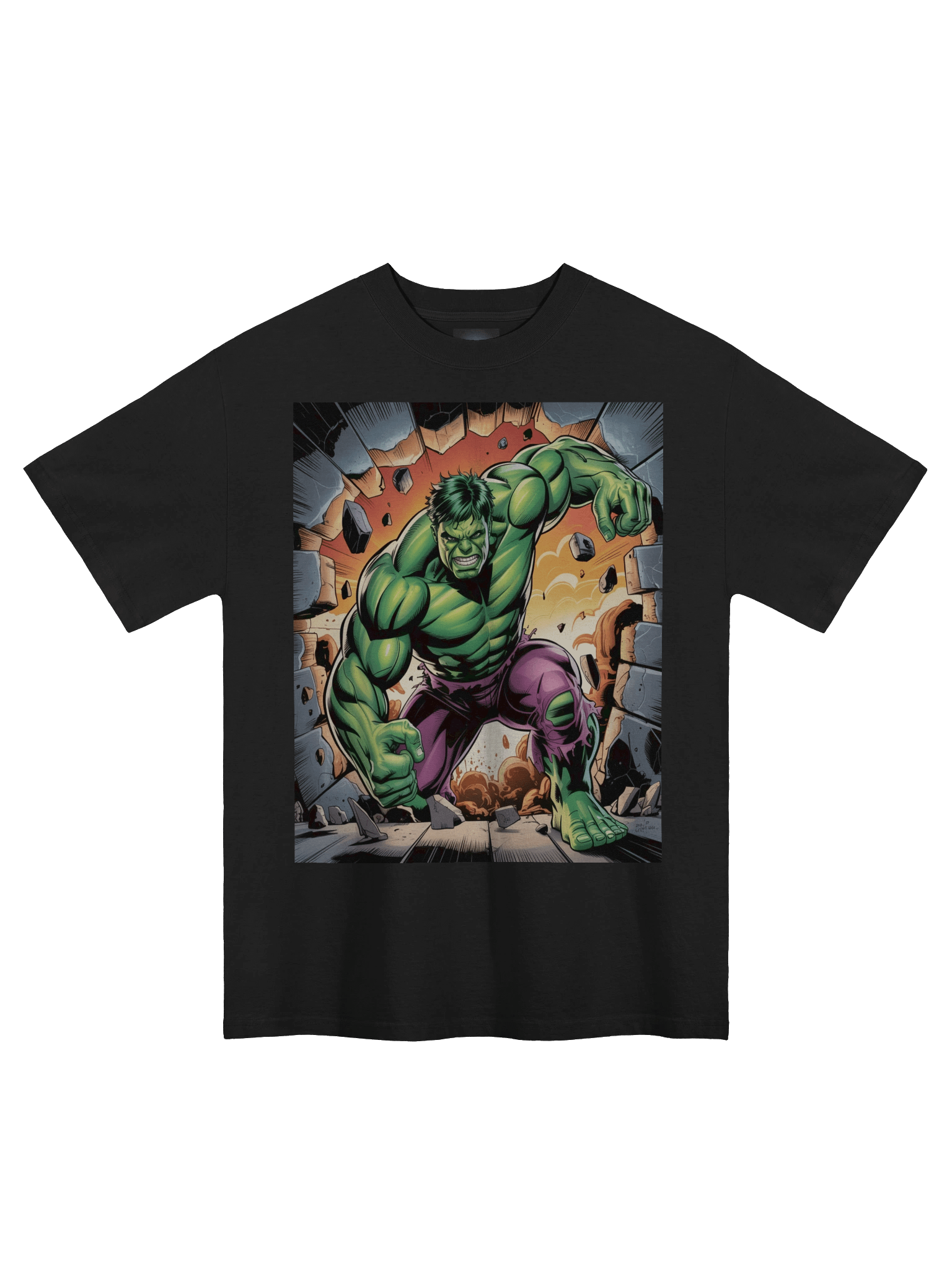 Abyss Assault: Hulk Wall-Rupturing Fury Oversized Faded T-Shirt product image (3)